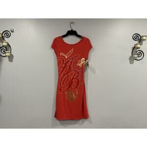 Apple Bottom Red Short Sleeve Open Back Deadstock Y2K Dress XL NEW